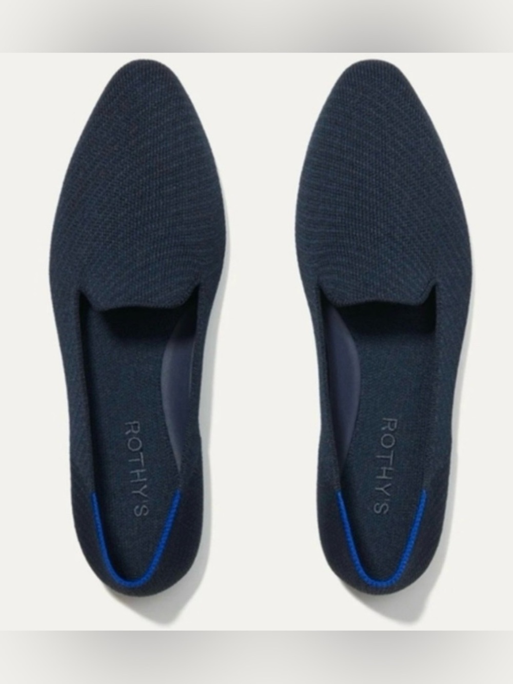 Rothy’s The Loafer Navy Twill Blue Knit Flats Size 12 New In Box Washable
